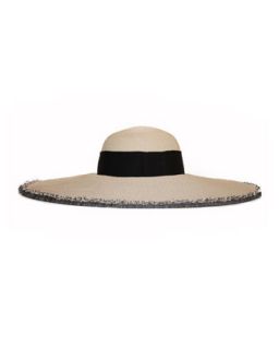 Sunny Wide Brim Hat with Fringe Trim   Eugenia Kim   Ivory/Pale (ONE SIZE)