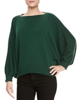 Womens Dolman Sleeve Cashmere Sweater, Emerald   Lafayette 148 New York  
