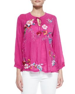 Womens Molly Georgette Embroidered Tunic   Johnny Was Collection   Orchid