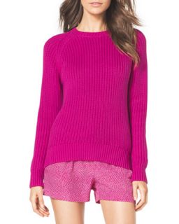 Womens Shaker Knit Curved Sweater   MICHAEL Michael Kors   Radiant pink (X 