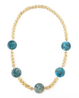 Feldspar Coin Necklace, Blue   Devon Leigh   Blue