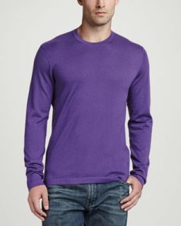 Mens Superfine Cashmere Crewneck Sweater, Purple   Purple (X LARGE)
