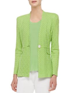 Womens Textured One Button Jacket, Petite   Misook   Bud green/Limelea (PXL