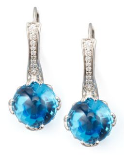 Jelly Bean Round Blue Topaz & Diamond Earrings, 0.20 TCW   Frederic Sage   Green