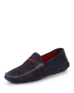 Mens Roadster Suede Driver Loafer, Navy/Red   Manolo Blahnik   Navy red (42/9D)