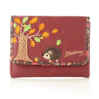 Mantaray Wine hedgehog embroidered popper purse