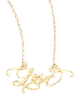 Love Hand Calligraphed Necklace   Brevity   Gold