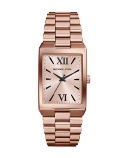 Mid Size Rose Golden Stainless Steel Nash Three Hand Watch   Michael Kors  
