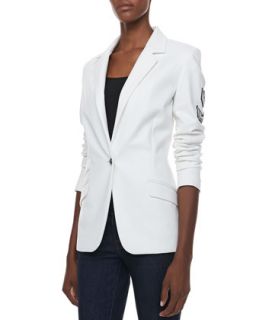 Womens Reverly Blazer with Patches   Laveer   White (8)