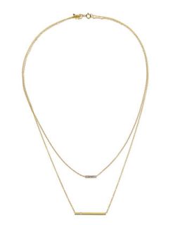14k Gold Layered Bar Necklace with Diamonds   Kacey K   Gold (14k )