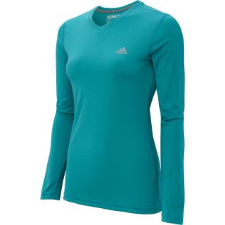adidas Womens Ultimate Long Sleeve V Neck T Shirt   Size XS/Extra Small, Green