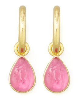 Pink Intaglio Teardrop Earring Pendants   Elizabeth Locke   Pink