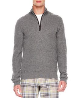Mens Front Zip Sweater   Michael Kors   Pearl grey melang (LARGE)