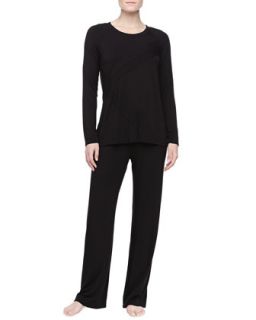 Womens Liquid Jersey Pajama Set, Black   Donna Karan   Black (SMALL)