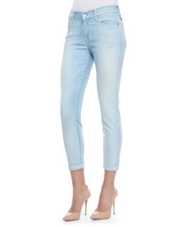 Womens Skinny Cropped & Rolled Jeans, Powdered Blue   7 For All Mankind   Slm