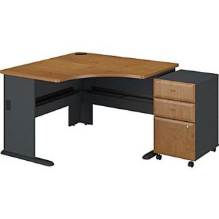 Bush Cubix 48 Corner Desk w/ 3 drawer File   Natural Cherry/Slate Gray, Fully assembled