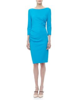 Womens 3/4 Sleeve Ruched Jersey Dress   Escada   Poppy (40)