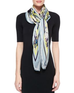 The Eames Park Printed Silk Scarf   Erdem   Yellow (ONE SIZE)