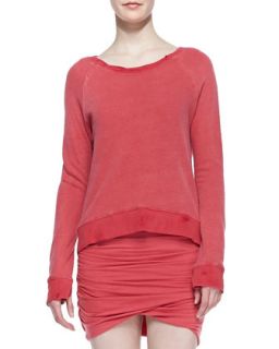 Womens High Low Distressed Sweatshirt   Pam & Gela   Red (PETITE)