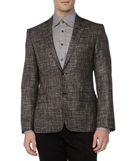 Mens City Fit Two Button Woven Jacket, Gray   Versace   Grey (50)
