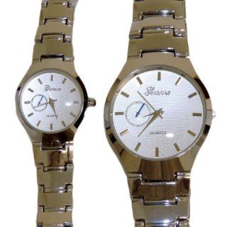 Geneva Platinum Collection His & Hers Matching Watch Set Silver Bracelet with Silver Face at  Men's Watch store.