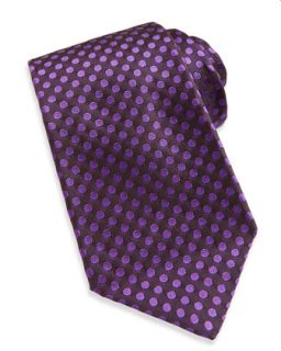 Mens Woven Dot Silk Tie, Purple   Kiton   Purple