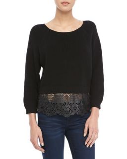 Womens Irene Lace Hem Knit Sweater   French Connection   Black (XS)
