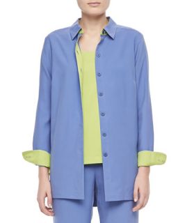 Womens Colorblocked Shirt   Go Silk   Blue/Green (LARGE (12/14))
