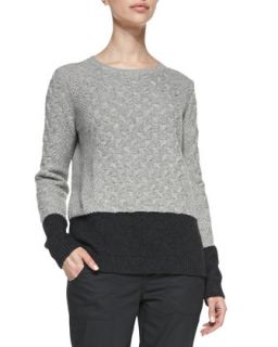 Womens Colorblock Cable Sweater   Vince   H. steel/Slate (MEDIUM)