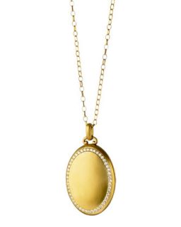 Pave Diamond Gold Oval Locket Necklace   Monica Rich Kosann   Gold