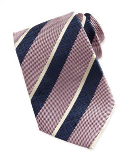 Mens Wide Crosshatch Striped Tie, Pink   Ermenegildo Zegna   Pink