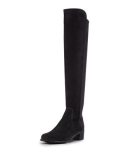 Reserve Narrow Suede Stretch Over the Knee Boot, Black   Stuart Weitzman  