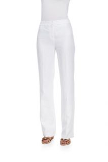 Womens Menswear Linen Pants   Lafayette 148 New York   White (10)