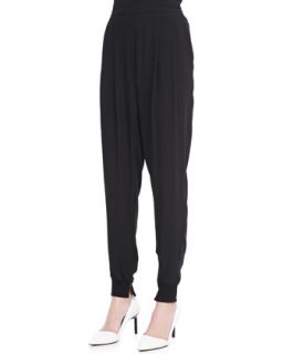 Womens Silk Ankle Pants with Cuffs, Petite   Eileen Fisher   Black (PETITE P