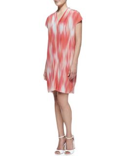 Womens Dallas Short Sleeve Printed Shift Dress   Elie Tahari   Coral reef