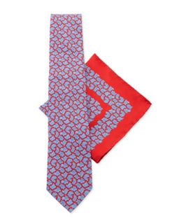 Mens Silk Tie & Pocket Square Set, Red/Blue   Stefano Ricci   Red/Blue