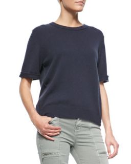 Womens Audrey Cashmere Short Sleeve Sweater   J Brand Jeans   Navy heather