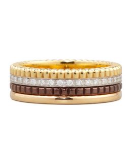 Classic Quatre 18k Four Color Gold Small Diamond Band Ring, Size 7   Boucheron  