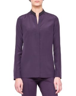 Womens Long Sleeve Blouse with Contrast Collar   Akris punto   Purple (42/12)