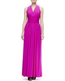 Womens Ruched Open Back Gown   Halston Heritage   Petunia (6)
