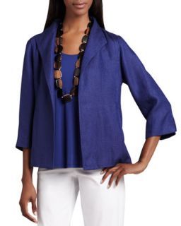 Womens Linen Basketweave Jacket, Petite   Eileen Fisher   Persian blue (PL