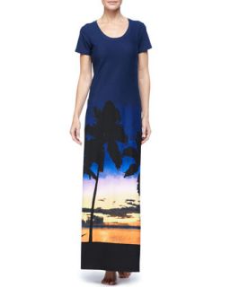Womens Sunset Palm Tree Long T Shirt Dress   Tommy Bahama   Multi (SMALL)