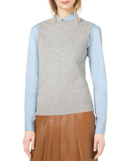 Womens Rib Trim Sweater Vest   Michael Kors   Grey (X SMALL)