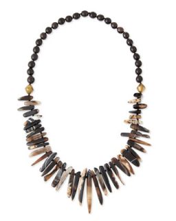 Black Agate & Horn Bead Necklace   Nest   Black