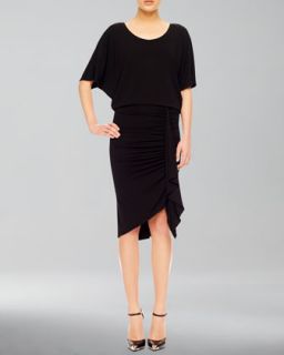 Womens Ruch Skirt Jersey Dress   Michael Kors   Black (10)