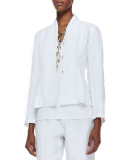 Womens Long Sleeve Linen Jacket, Petite   Eileen Fisher   White (PP (2/4))