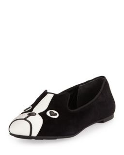 Shorty Suede Dog Face Smoking Slipper, Black   MARC by Marc Jacobs   Black (40.