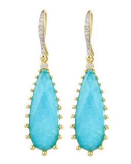 Tivoli Teardrop Turquoise & Diamond Earrings   Frederic Sage   Turquoise/Blue