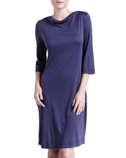 Womens Laura Bateau Neck Lounge Nightgown   Hanro   Midnight blue (MEDIUM)