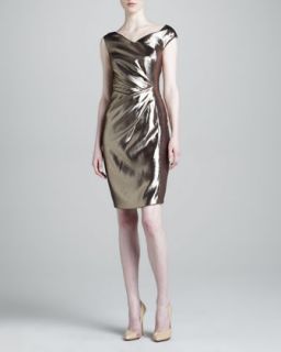 Womens Draped Waist Metallic Dress   J. Mendel   Pink/Bronze metal (6)